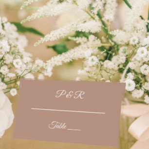 Mocha Simple Stylized Script Wedding Place Card