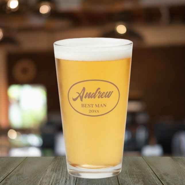 Mocha Stylized Name Wedding Best Man Glass (In Situ)