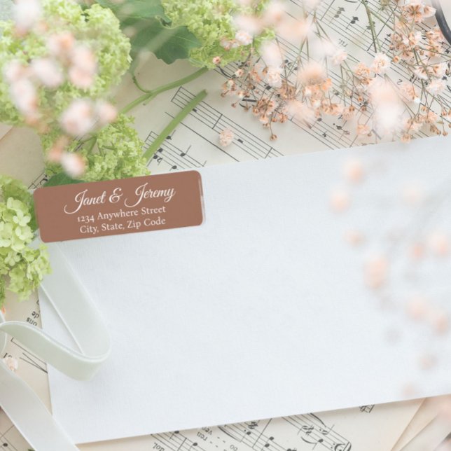 Mocha Stylized Names Wedding Return Address (In Situ Wedding)