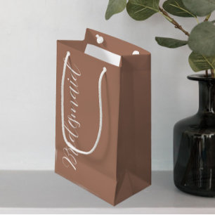 Mocha Stylized Script Wedding Bridesmaid Small Gift Bag