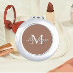 Mocha Stylized Wedding Bridesmaid Monogram Compact Mirror<br><div class="desc">A personalized compact mirror for your wedding bridesmaid or maid of honour that has her initial and name stylized on a trendy mocha colour background. Edit to replace initial and name. Select your compact mirror style.</div>
