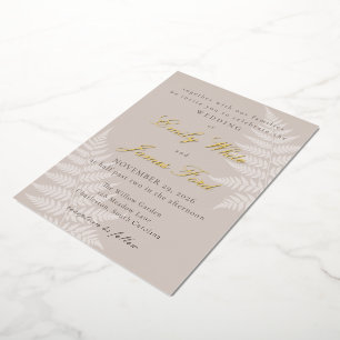 Mocha Taupe White Fern Elegant Wedding