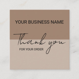 Mocha Thank You  Square Business Card