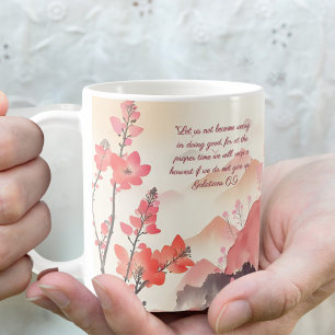 Mocha Verona Sunset Mountain Meadow Bible Verse Coffee Mug