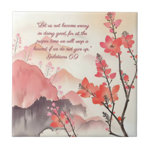 Mocha Verona Sunset Mountain Meadow Bible Verse Tile