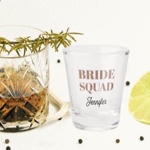 Mocha Wedding Bride Squad Personalized Shot Glass