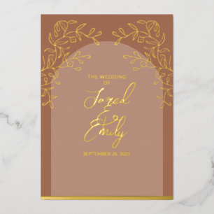 Mocha Wedding Foil Invitation