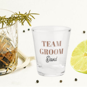 Mocha Wedding Team Groom Personalized Shot Glass