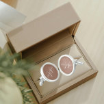 Mocha with White Stylized Monogram Cufflinks<br><div class="desc">A pair of sterling silver plated, round cufflinks for the fashionable man to match his outfit that feature a trendy, mocha brown colour along with his name printed in white, upper case letters and superimposed with white, stylized initials. Personalize your cufflinks by editing and replacing name and initials as desired....</div>