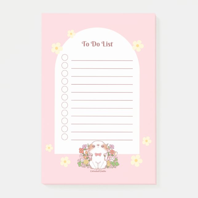 Mochi and Flowers Blooming Springy Pink Floral  Post-it Notes (Front)