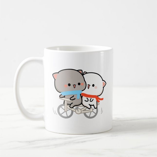mochi cat peach and goma coffee mug (Left)