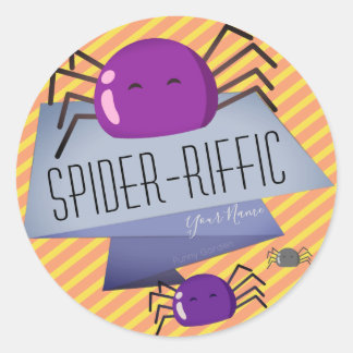 Mochi Halloween - Fun Purple Spider Spider-riffic Classic Round Sticker