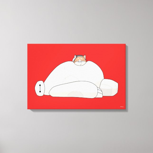 Mochi Laying on Baymax Canvas Print (Front)