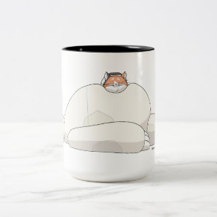 Mochi Laying on Baymax Two-Tone Coffee Mug