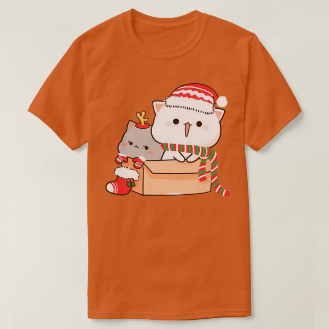 Mochi Mochi Peach Cat Peach and Goma Christmas  T-Shirt (Design Front)