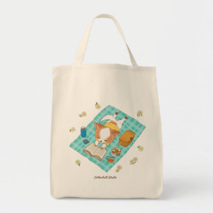 Mochi on a Picnic Kawaii Cute Puppy Grocery Tote 