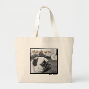 Mochi the Pug Make a Wish Large Tote Bag