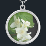 Mock Orange Blossom Silver-plate Necklace<br><div class="desc">A pretty wedding gift for your bridesmaids to thank them for making your special day perfect. This silver-plated pendant necklace matches your wedding stationery and is from a photograph by Judy Adamson.</div>