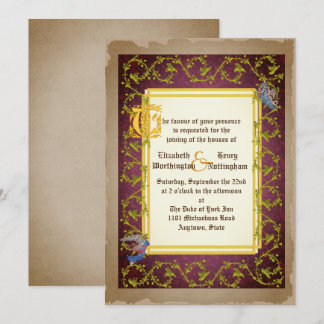 Mock Up Medieval Illuminated Manuscript Wedding Invitation