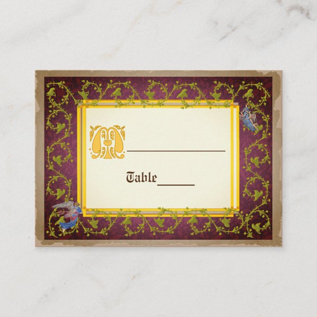 Mock Up Medieval Illuminated Manuscript Wedding Place Card (Front)