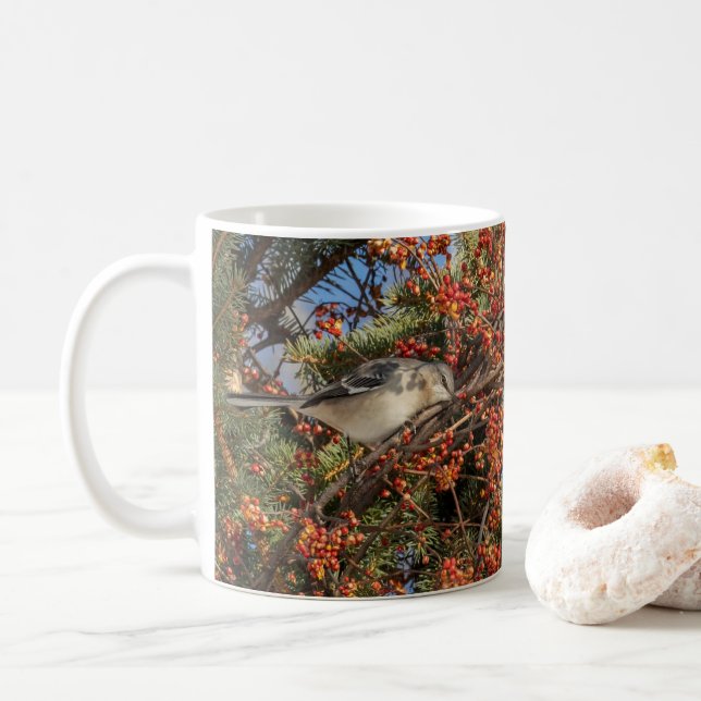 Mockingbird And Virginia Creeper Coffee Mug (With Donut)