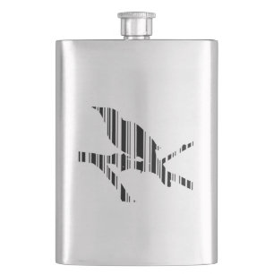 MOCKINGBIRD BAR CODE Bird Barcode Pattern Design Hip Flask