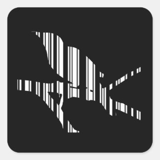 MOCKINGBIRD BAR CODE Bird Barcode Pattern Design Square Sticker