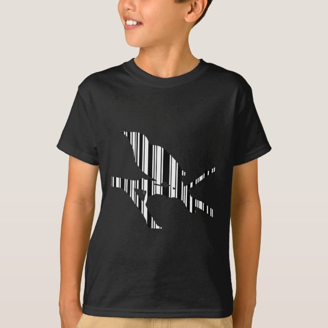 MOCKINGBIRD BAR CODE Bird Barcode Pattern Design T-Shirt (Front)