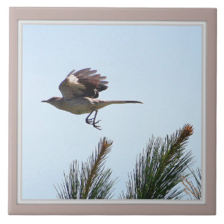 Mockingbird in Flight Decorative Tile