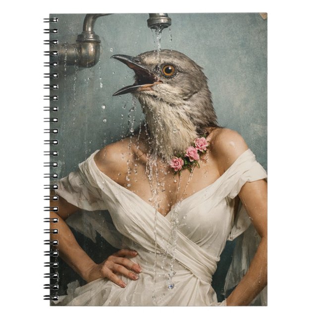 Mockingbird in the Shower Surreal Collage Notebook (Front)