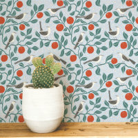 Mockingbird Orange Blossom Bird Flower Light Blue