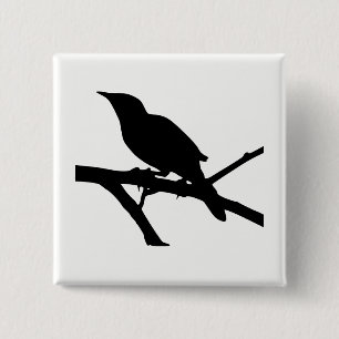 Mockingbird Silhouette 2 Inch Square Button