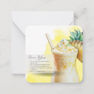 Mocktail Recipe Piña Colada Party Favour Card