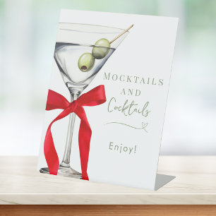 Mocktails Cocktails Dirty Martini Bridal Shower Pedestal Sign