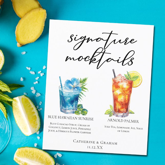 Mocktails d'été Blue Hawaiian Arnold Palmer Menu (Créateur téléchargé)