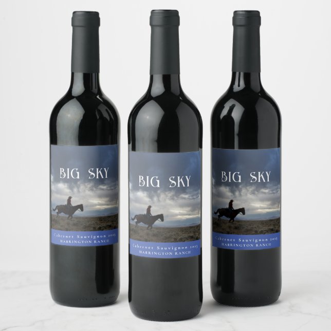 Mockup Big Sky Western Custom Wine Labels (Bottles)