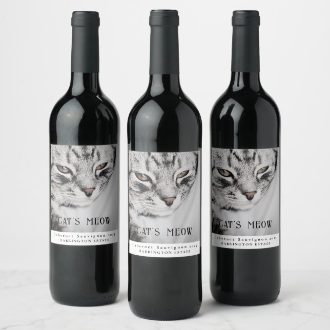 Mockup Chat's Meow Custom Wine Étiquettes (Bouteilles)