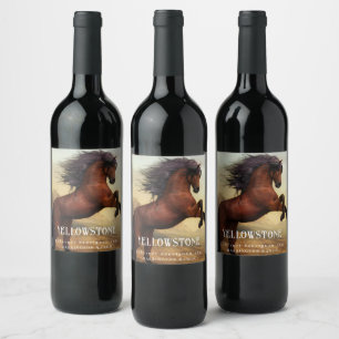 Mockup Cheval sauvage Western Étiquettes de vin pe