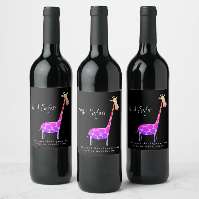 Mockup Giraffe Wild Safari Custom Wine Labels (Bottles)