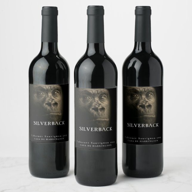 Mockup Gold Gorilla Silverback Custom Wine Labels (Bottles)