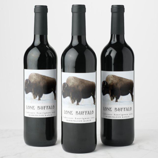 Mockup Lone Buffalo West Custom Wine Labels (Bottles)