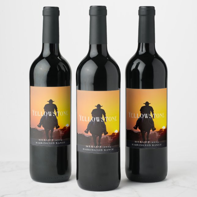Mockup Old Western Cowboy Custom Wine Labels (Bottles)