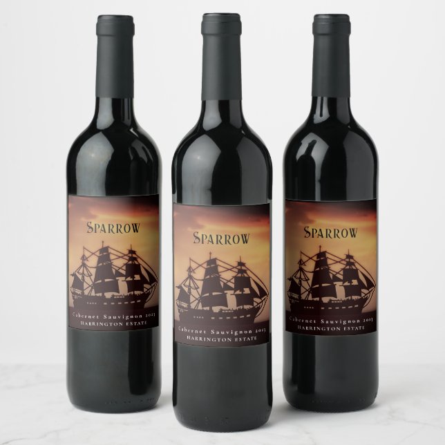 Mockup Pirate Ship Custom Wine Labels (Bottles)