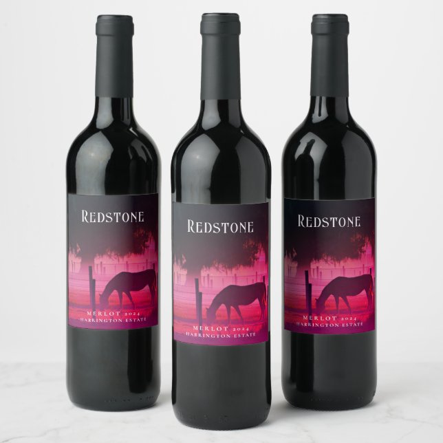 Mockup Ranch, Horse, Sunset Custom Wine Labels (Bottles)