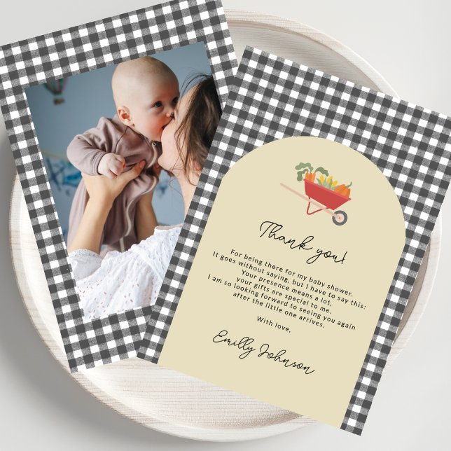 MoCountry Rustic Gray Gingham Baby Shower Thank You Card (Creator Uploaded)