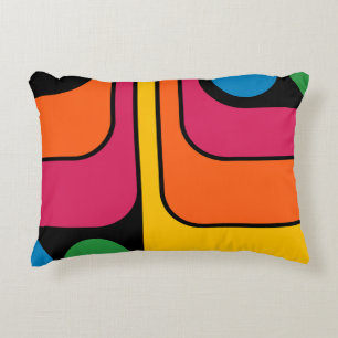 Mod 1970s Retro Style Geometric Design Accent Pillow