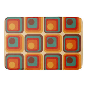 Mod 1970s Retro Style Geometric Design Bath Mat