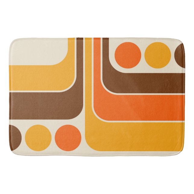 Mod 1970s Retro Style Geometric Design Bath Mat (Front)