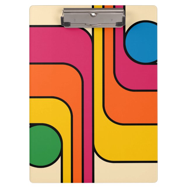Mod 1970s Retro Style Geometric Design Clipboard (Front)