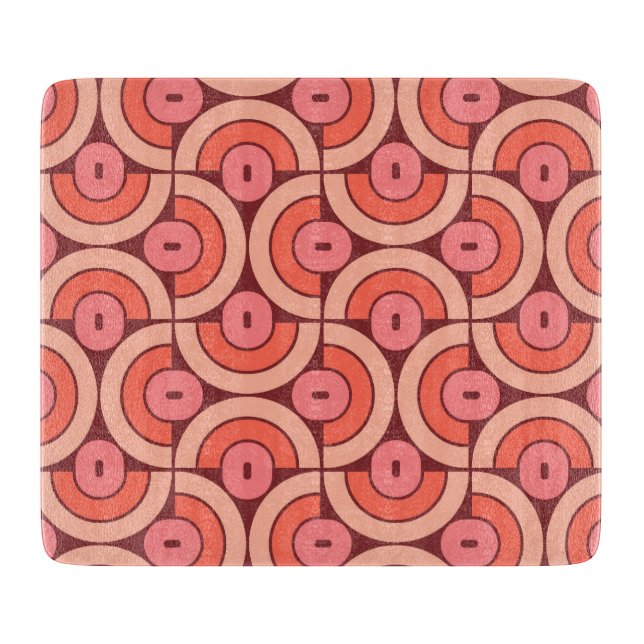 Mod 1970s Retro Style Geometric Design Cutting Board (Front)
